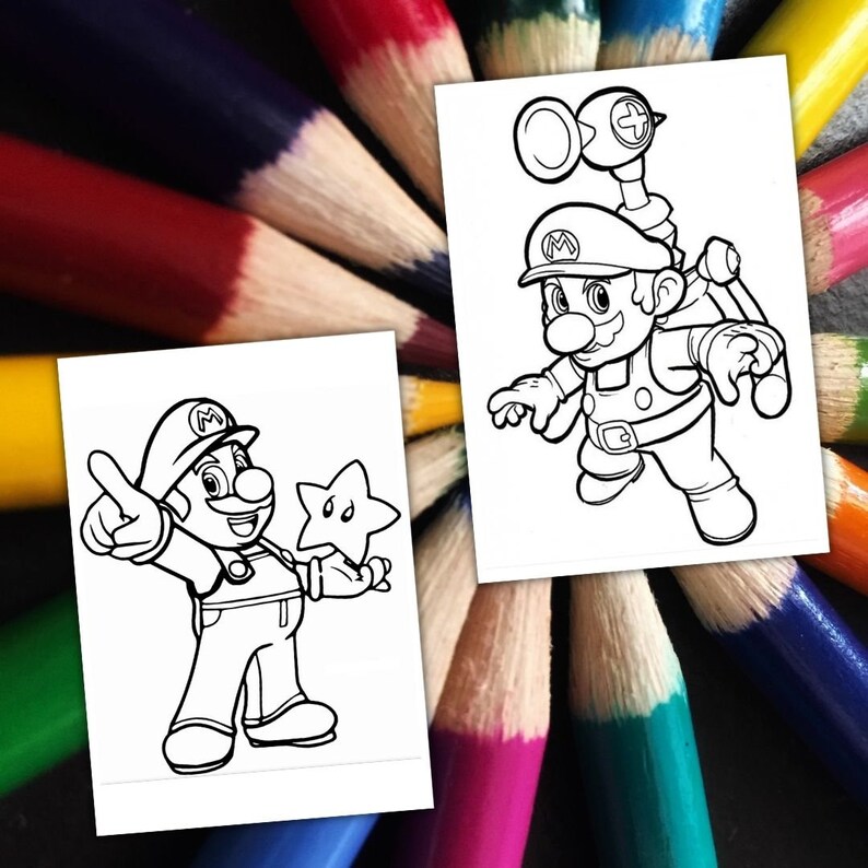 95 SUPER MARIO Coloring Pages, A4 Format Coloring Book for Kids, Kid Coloring Pages, PDF ...