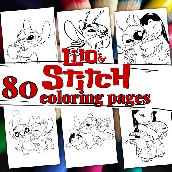 80 Lilo&Stich Coloring Pages. Cartoon coloring book for kids. Printable coloring pages for kids. Printable stitch coloring pages