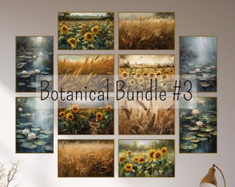 Vintage Flower Artwork Bundle, Rustic Wall Decor, Printable Art, Gift, Illustration Book, Embroidery Patterns, Botanical Bundle #3