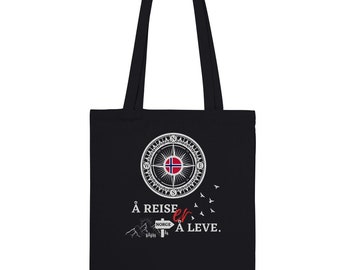 Carrying bag Norway Quote Traveling is living Compass rose Compass Norwegian saying Jute bag Shopping bag Cotton bag with handle