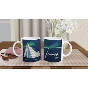 Ceramic Mug Norway Mug Tromsø Arctic Cathedral Polar Lights Northern Lights with Handle Ishavskatedralen Coffee Mug Mug Tromsö Cities
