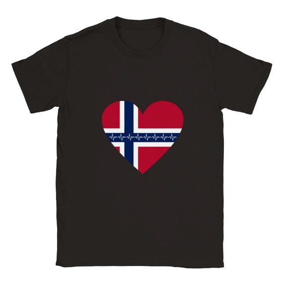 T-Shirt Kinder Jugendliche Unisex Norwegen Flagge in Herz