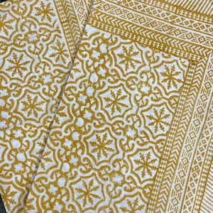 Hand Block Print Cotton Tablecloth: Indian Floral Table Linen