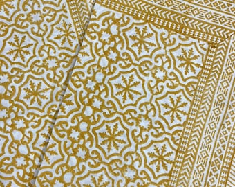 Hand Block Print Cotton Tablecloth: Indian Floral Table Linen