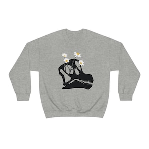 Brachiosaurus Dinosaur Daisy Flower Unisex Heavy Blend Crewneck Sweatshirt