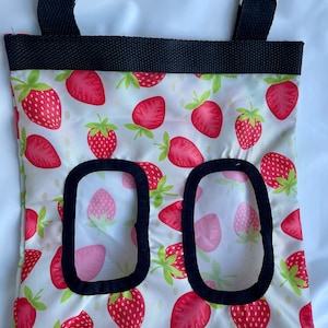 Strawberry hay bag for small pets such as bunnies, Guinea pigs, Chinchillas, Degus