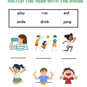 Learn the Verbs Toddler Worksheet - Etsy