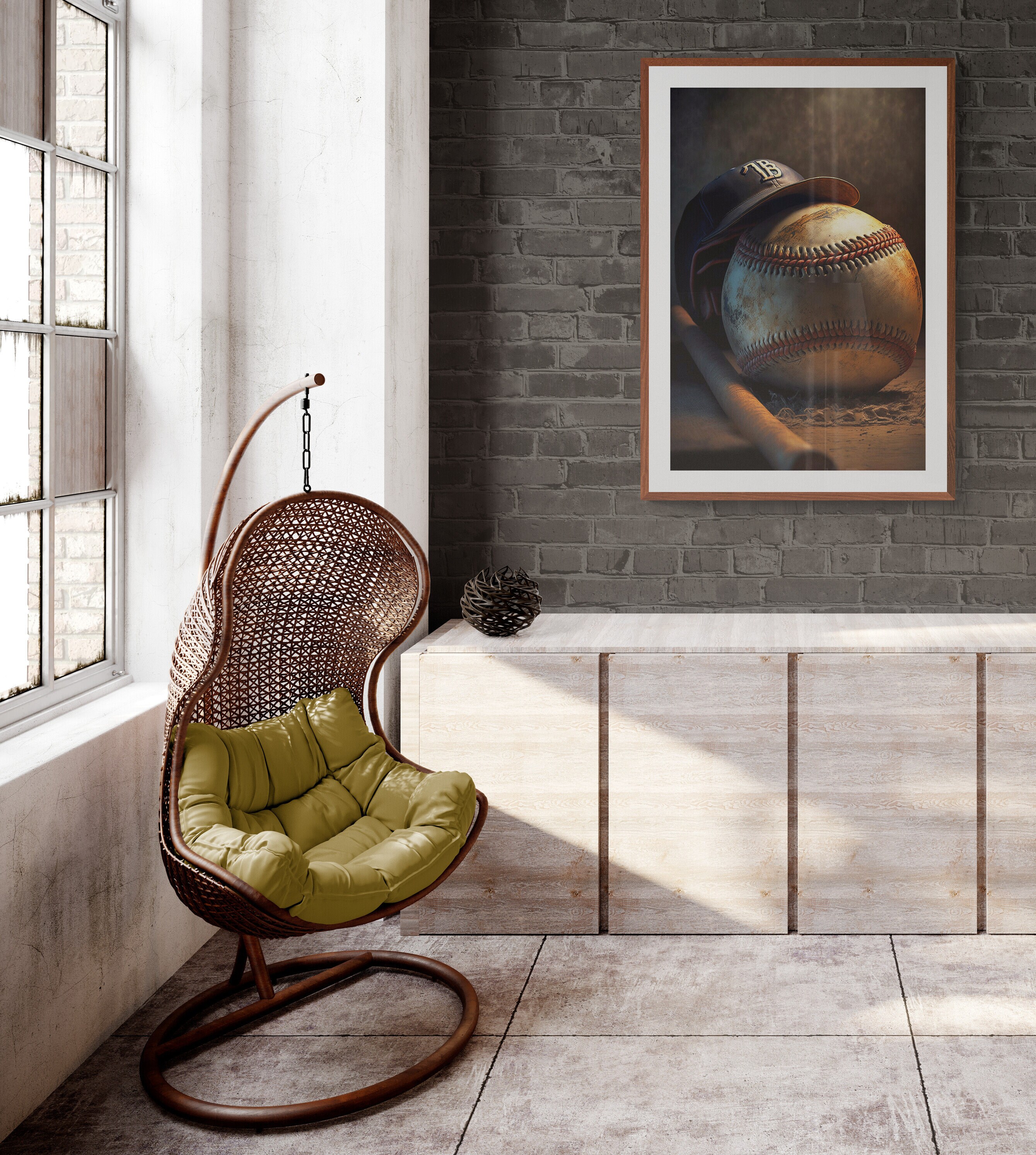 Baseball Poster, Baseball Wall Art, Baseball Print, Old Baseball Ball