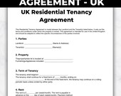 UK Rental Agreement Template | Printable Tenancy Contract PDF & Canva Editable | Landlord Tenant Lease Agreement UK
