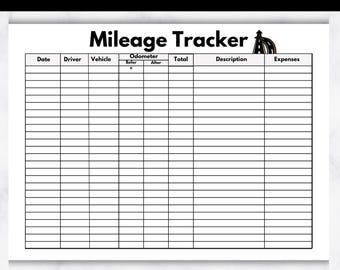 Printable Mileage Tracker, Vehicle Log, Business Expense Tracker (PDF)