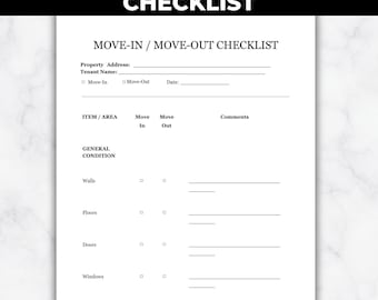 Lista de verificación para la entrada y salida de inquilinos, formulario de inspección del propietario (PDF imprimible)