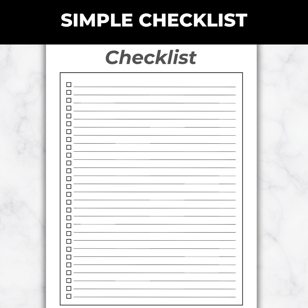 Simple Checklist Template, Printable Task List, Daily Planner Checklist ...