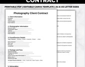 Photography Client Contract Template, Photographer Client Agreement Form, Portrait Wedding Event Contract, Printable Photography Contract