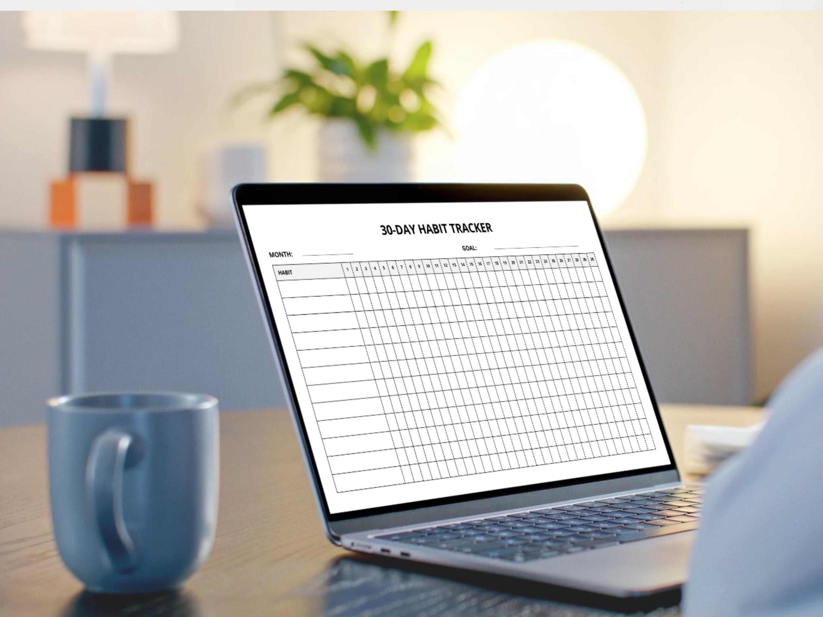 30 Day Habit Tracker Printable Canva Editable, Minimalist Goal Planner ...