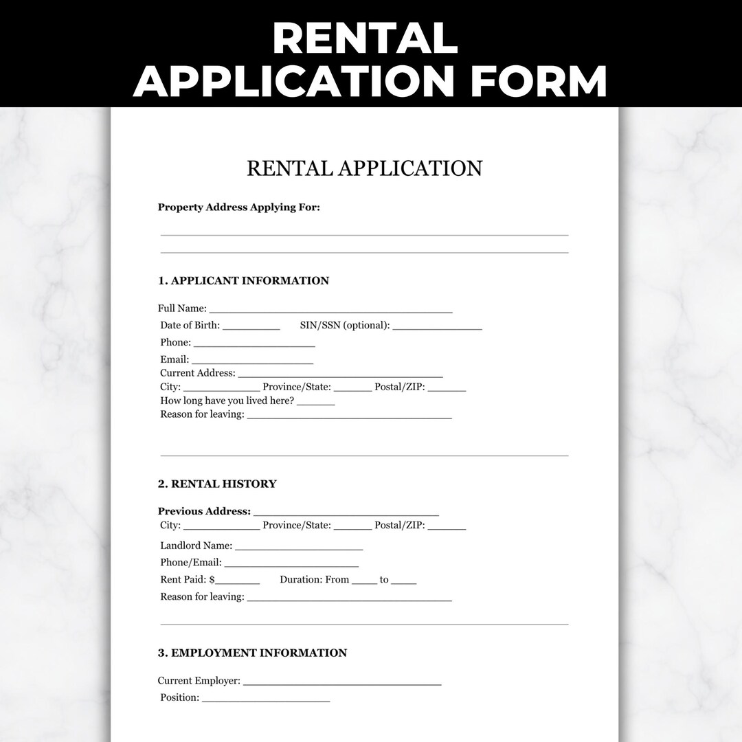 Editable Rental Application Form, Landlord Tenant Template (digital ...