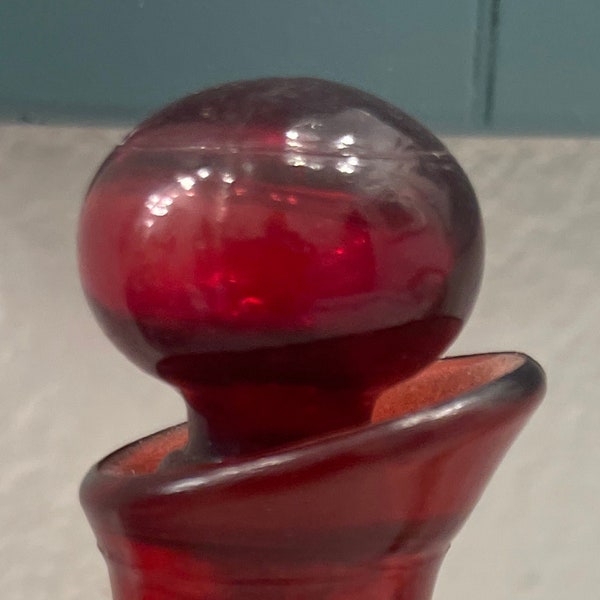 Vintage Ruby Red Avon Perfume bottle with Round Topper