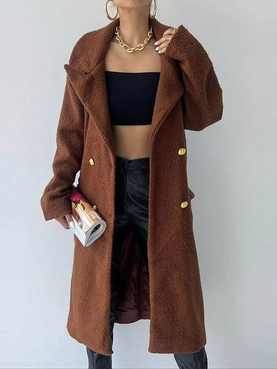 Manteau Teddy oversize effet laine douce long sous le genou vetement d exterieur cool et decontracte Etsy France