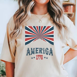 America 1776 Shirt, 4th of July Comfort Colors Shirt, Vintage America Shirt, Independence Day Women Tees, Gift For American, Patriotic Gift