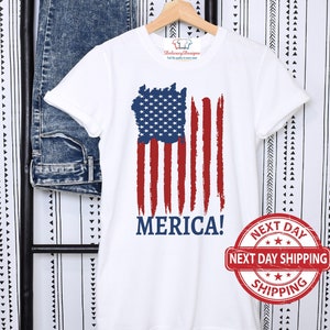American Flag Shirt, Patriotic T-Shirts, July 4th Shirts, USA Flag Distressed Shirt, 4Th Of July Flag Shirt, USA Flag Shirt , Merica Shirt