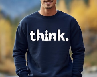 Sudadera Think Chess, Camiseta Think Chess, Camiseta de jugador de ajedrez, Camiseta de ajedrez Comfort Colors, Regalo a juego para jugador de ajedrez, Camiseta Gambit, Regalos de ajedrez