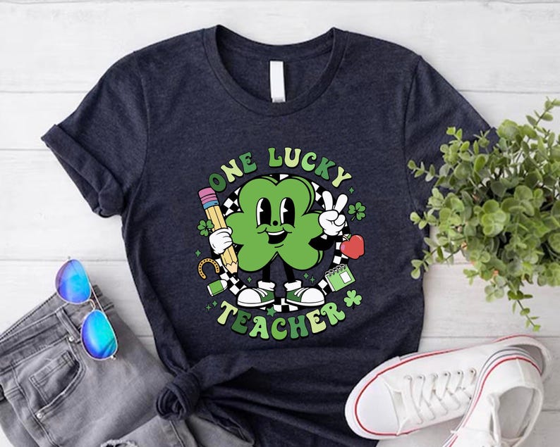 One Lucky Teacher Shirt, St. Patricks Day Teacher Shirt, Lucky Teacher Shirt, St Patricks Day Gift, Shamrock Teacher Shirt, Teacher Gift Tee image 4