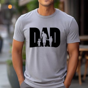 Dad and Kids Silhouette Shirt, Dad and Children Tees, Dad Life Shirt, Cool Dad Shirt, Fathers Day Gift, Dad Birthday Gift, Daddy Gift Shirt image 4