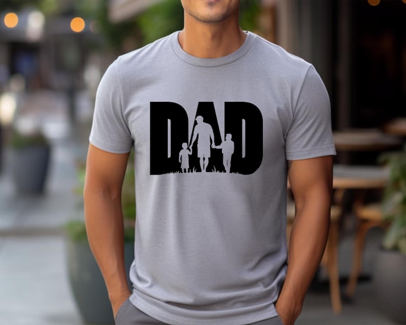 Dad and Kids Silhouette Shirt, Dad and Children Tees, Dad Life Shirt, Cool Dad Shirt, Fathers Day Gift, Dad Birthday Gift, Daddy Gift Shirt image 4