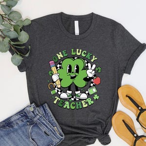 One Lucky Teacher Shirt, St. Patricks Day Teacher Shirt, Lucky Teacher Shirt, St Patricks Day Gift, Shamrock Teacher Shirt, Teacher Gift Tee image 3