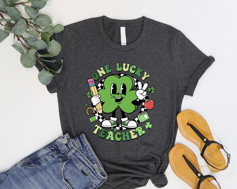 One Lucky Teacher Shirt, St. Patricks Day Teacher Shirt, Lucky Teacher Shirt, St Patricks Day Gift, Shamrock Teacher Shirt, Teacher Gift Tee image 3