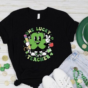 One Lucky Teacher Shirt, St. Patricks Day Teacher Shirt, Lucky Teacher Shirt, St Patricks Day Gift, Shamrock Teacher Shirt, Teacher Gift Tee image 2