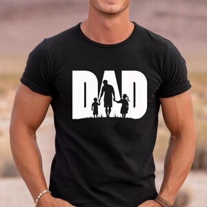 Dad and Kids Silhouette Shirt, Dad and Children Tees, Dad Life Shirt, Cool Dad Shirt, Fathers Day Gift, Dad Birthday Gift, Daddy Gift Shirt image 1