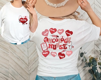 Camiseta personalizada de San Valentín para enfermera oncológica, camiseta personalizada de enfermera, camiseta de enfermera oncológica, camisetas del equipo de oncología, regalo de San Valentín para enfermera, enfermera oncológica de hemo.