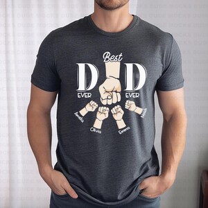 Personalized Dad Raised Fist Bump Shirt, Custom Dad Shirt With Kids Names, Best Dad Ever Shirt, Fathers Day Gift, Dad Kids Matching Tees image 4