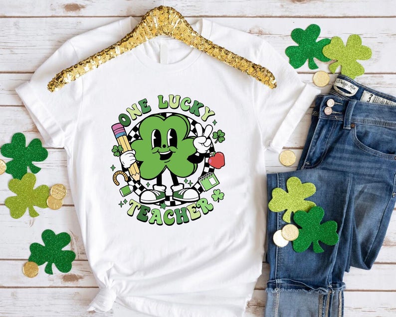 One Lucky Teacher Shirt, St. Patricks Day Teacher Shirt, Lucky Teacher Shirt, St Patricks Day Gift, Shamrock Teacher Shirt, Teacher Gift Tee image 1