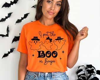 I Put The Boo In Boujee Shirt, Funny Ghost Halloween Sweatshirt For Women, Cute Spooky Season Tee, Trendy Fall Graphic Tee, Gift For Her