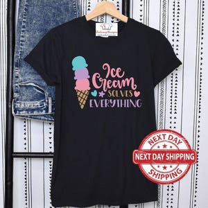 Ice Cream Solves Everything Shirt, Ice Cream Shirt, Cute Ice Cream T-Shirt, Ice Cream Summer Tee, Summer Shirt, Beach Shirt, Ice Cream Lover