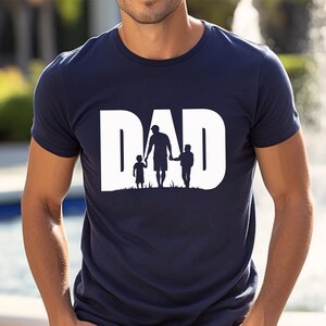 Dad and Kids Silhouette Shirt, Dad and Children Tees, Dad Life Shirt, Cool Dad Shirt, Fathers Day Gift, Dad Birthday Gift, Daddy Gift Shirt image 3