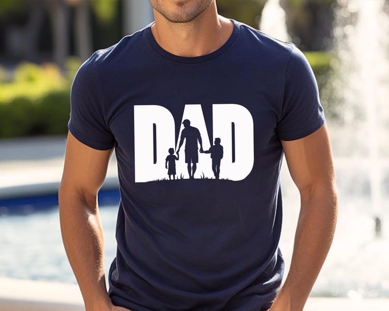 Dad and Kids Silhouette Shirt, Dad and Children Tees, Dad Life Shirt, Cool Dad Shirt, Fathers Day Gift, Dad Birthday Gift, Daddy Gift Shirt image 3