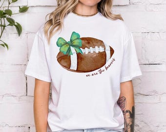 Cute Football Mom T-Shirt, Custom Mascot Bow Tee, Coquette Bows School Spirit T-Shirt, Cheer Mascot Tee, Football Team Jersey Gift