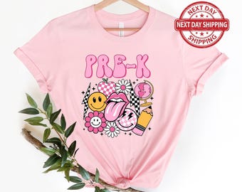Pre-K Teacher Shirt,Retro Preschool Teacher Gift 2023,Pre-Kinder Preschool Teacher Shirt, Back to School, First Day of Preschool Pre-K gifts