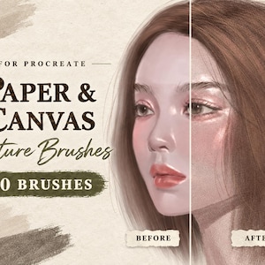 Procreate Paper & Canvas Texture Brushes: 30 Brush Pack for Portrait, Watercolor Painterly Art