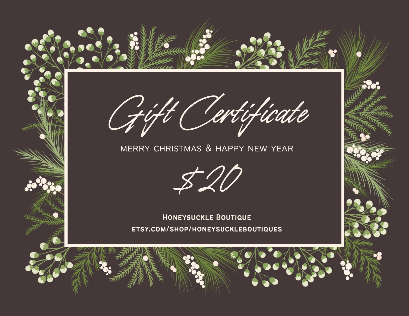 Gift Certificate to Honeysuckle Boutiques Etsy