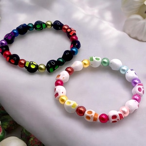 Rainbow Sugar Skull Stretch Bracelet