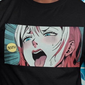  Ahegao Anime Girl With Tongue and Hands Out Weeb T