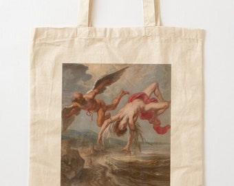 Icarus and Daedalus, Canvas tote bag, Shopping bag, 100% Cotton bag eco friendly, Ancient Greek mythology artwork, Tote bag for books,