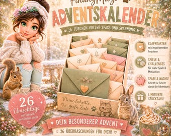 Adventskalender 2026 Vorbestellung | 26 Türchen | limitierte Auflage | Spar Challenges und Spiele von Finanz Mieze |