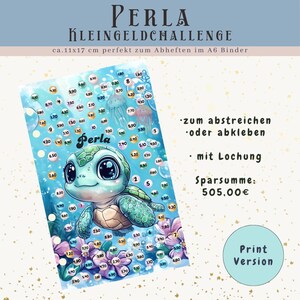 PERLA - 100 Envelope Challenge mit kleinen Beträgen zum abstreichen oder abkleben | Sparen mit der Umschlagmethode | Für A6 Binder