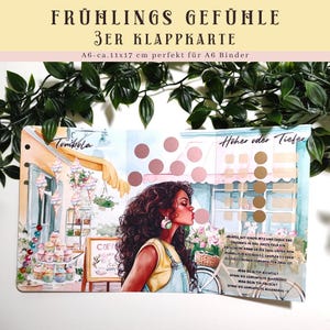 Frühlings Gefühle - Sparchallenge 3er Klappkarte zum abheften - Würfeln, Rubbeln, Lose ziehen, abkleben und einem Ratespiel