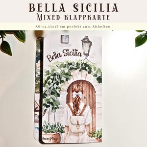 Bella Sicilia Klappkarte - Pärchen Suche, Rubbeln, Abkleben (mit Glitzersteinchen) und Lose ziehen |  Umschlagmethode