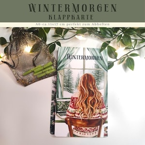 Wintermorgen Klappkarte - Würfeln, Rubbeln, Lose ziehen | Lass Deinen Sparwunsch Wirklichkeit werden | Sparen mit der Umschlagmethode